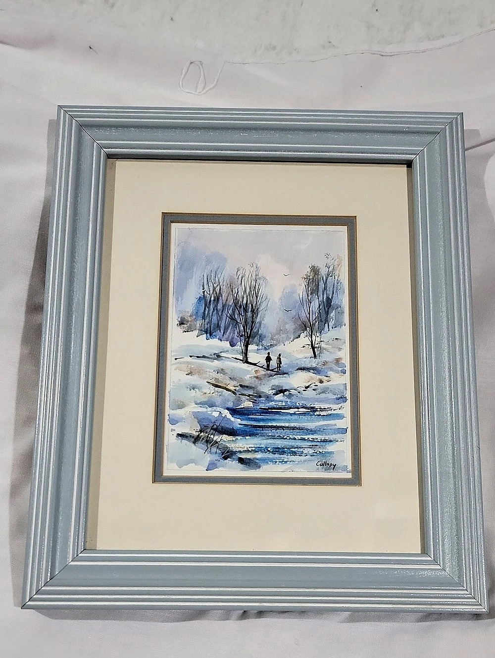 Vintage Collopy Original Watercolor Winter Landscape Painting Signed